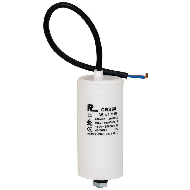 Kondensator 35µF (med sladd), L 92 mm x Ø 45 mm