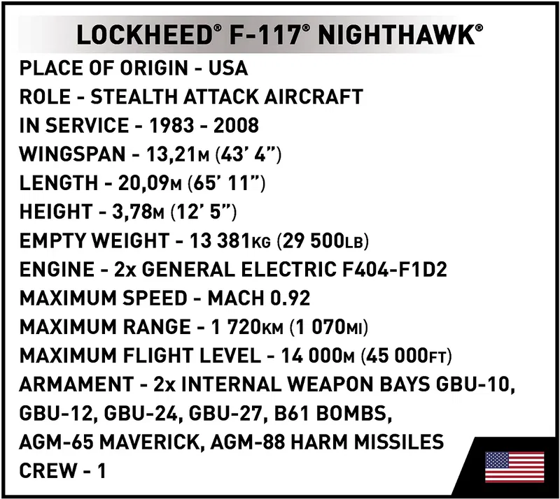 COBI-5903 F-117 Nighthawk Bombplan skala 1:48
