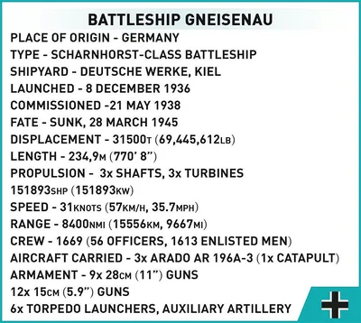 COBI-4835 BATTLESHIP GNEISENAU