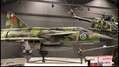 Cobi Saab AJS37 Viggen stridsflygplan med Tre kronor märkning - 910 byggblock