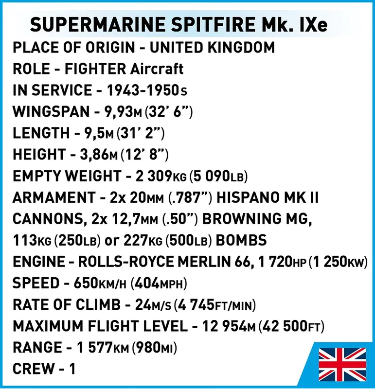 COBI-5764 Supermarine Spitfire Mk.IXe Flygplan