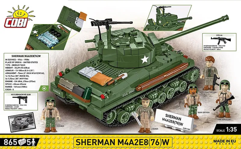 COBI-3118 Sherman M4A2E8(76)W "Easy Eight" - WW2 Stridsvagn