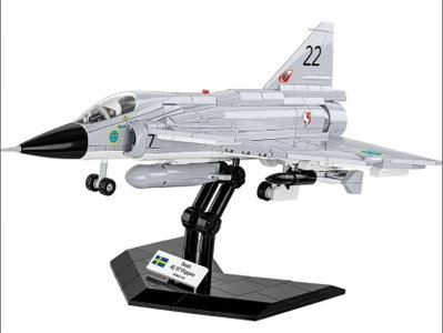 Cobi Saab AJ37 Viggen stridsflygplan med Tre kronor märkning - 836 byggblock
