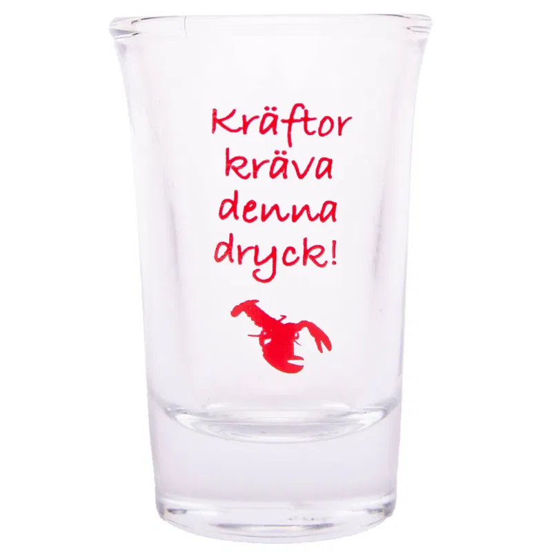 Snapsglas, kräftor kräver denna dryck