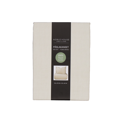 Bäddset Randig Beige/Vit Enkeltäcke 150x210 Noble House