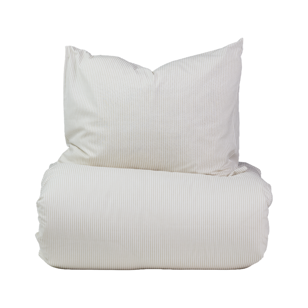 Bäddset Randig Beige/Vit Enkeltäcke 150x210 Noble House