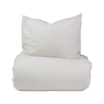 Bäddset Randig Beige/Vit Enkeltäcke 150x210 Noble House