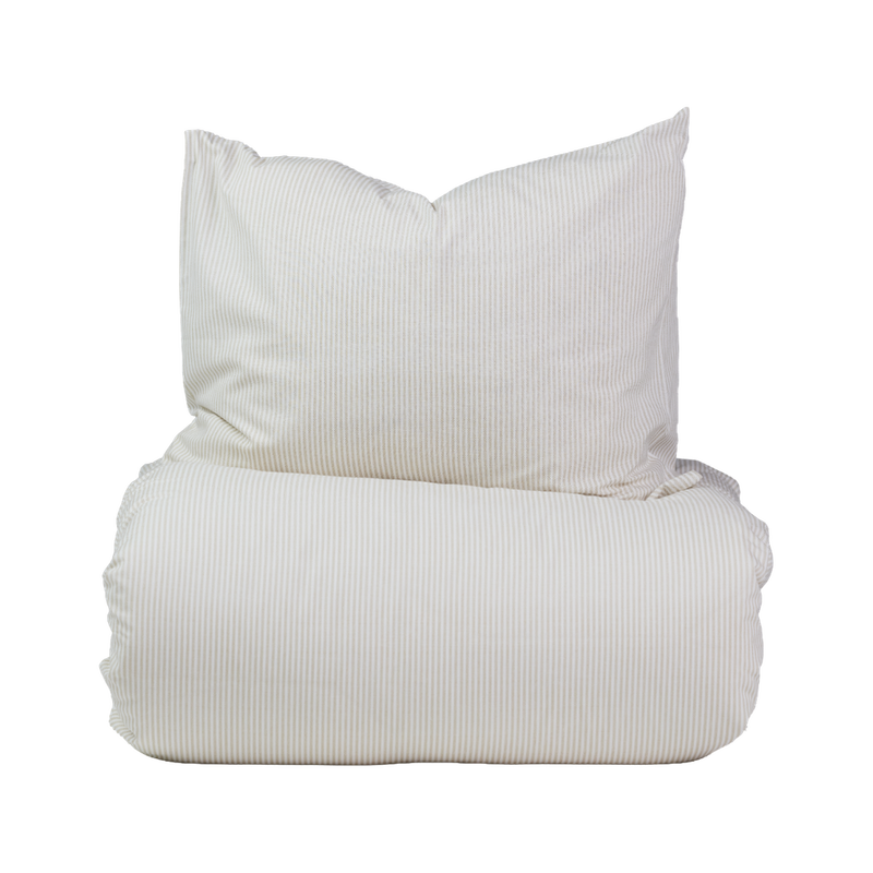 Bäddset Randig Beige/Vit Enkeltäcke 150x210 Noble House