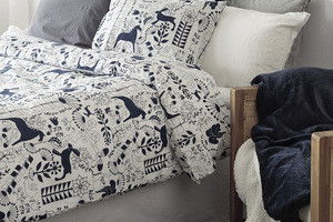 Äppelbo Marinblå Bäddset Enkeltäcke 150x210 Borganäs of Sweden