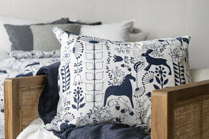 Äppelbo Marinblå Bäddset Enkeltäcke 150x210 Borganäs of Sweden