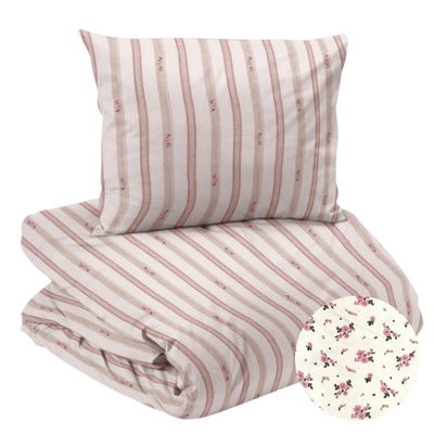 Stina Rosa Blommor Bäckebölja Bäddset Enkeltäcke 150x210 Redlunds