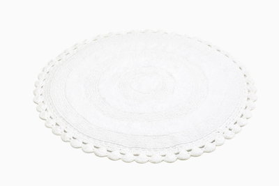 Rimini Vit Rund Badrumsmatta Classic Textile