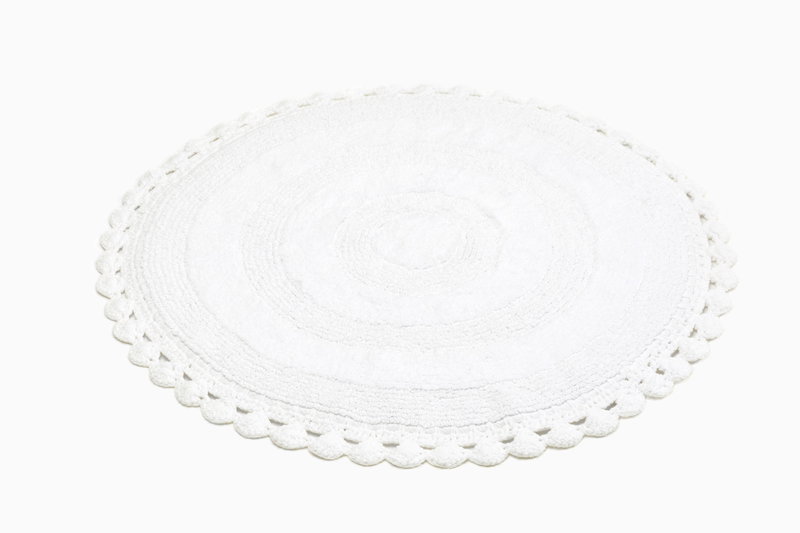 Rimini Vit Rund Badrumsmatta Classic Textile