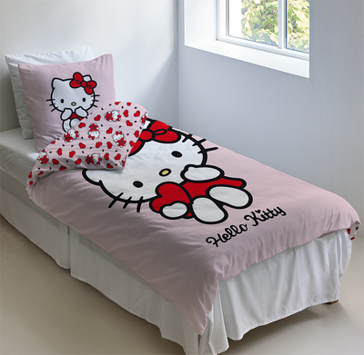 Hello Kitty Rosa Barn Bäddset Enkeltäcke 150x210