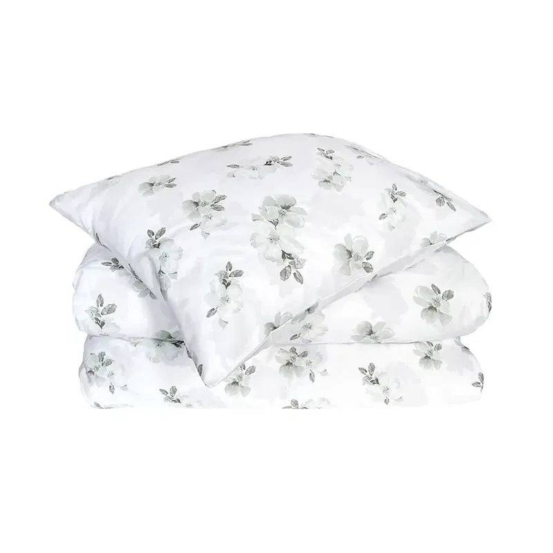 Örngott Mona Grön/Vit Satin Blommigt 50x60 Classic Textile Örngott Mona Grön/Vit Satin Blommigt 50x60 Classic Textile