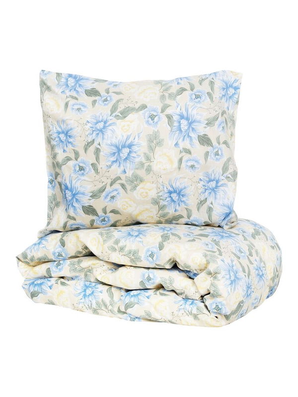 Bollungen Satin Beige Blommor Bäddset Enkeltäcke 150x210 Kosta Linnewäfveri