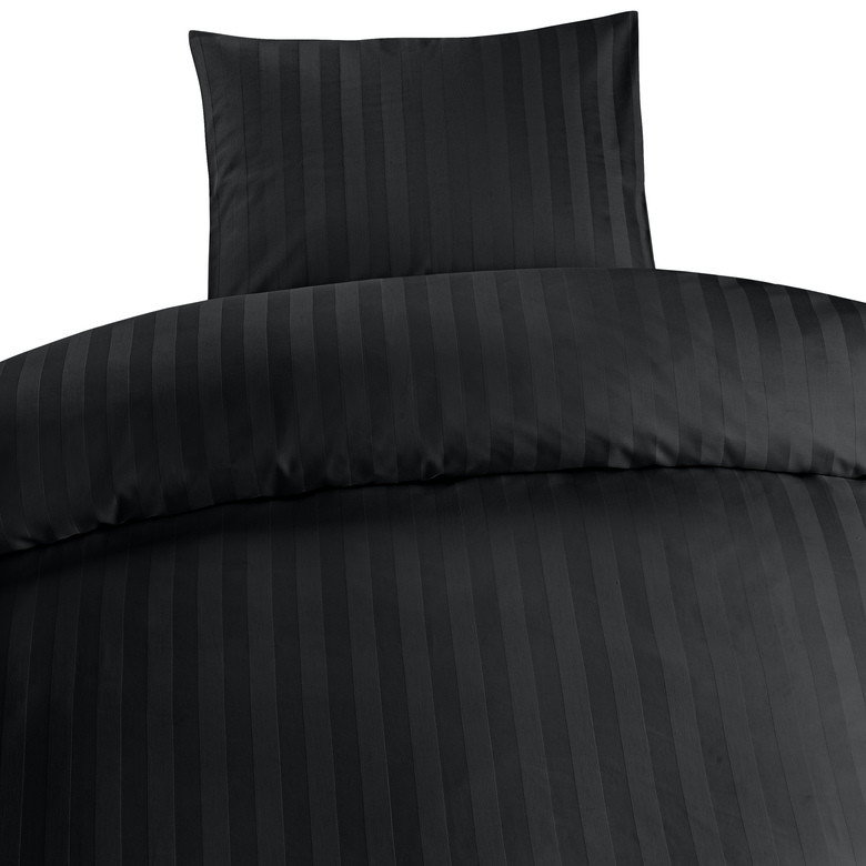 Hotell Satin Svart Bäddset Enkeltäcke 150x210 Borganäs of Sweden