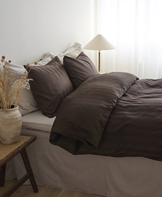 Hotell Satin Brun Bäddset Enkeltäcke 150x210 Borganäs of Sweden