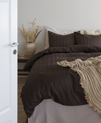 Hotell Satin Brun Bäddset Enkeltäcke 150x210 Borganäs of Sweden