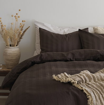 Hotell Satin Brun Bäddset Enkeltäcke 150x210 Borganäs of Sweden