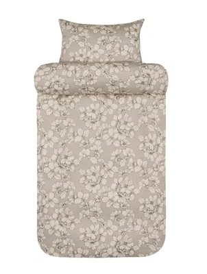 Amelia Beige Blommor Satin Bäddset Enkeltäcke 150x210 Höie