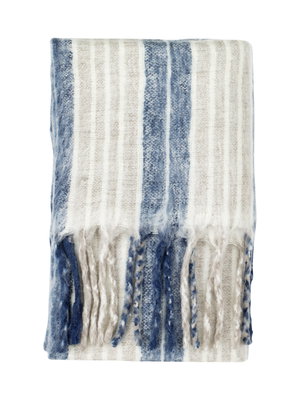 Pläd Tanum Randig Blå 130x170 cm Kosta Linnewäfveri