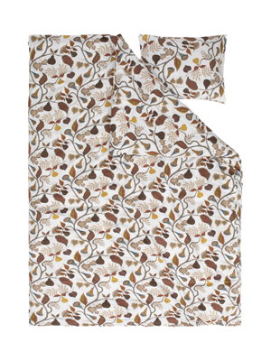 Svanskog Satin Beige Bäddset Enkeltäcke 150x210 Kosta Linnewäfveri