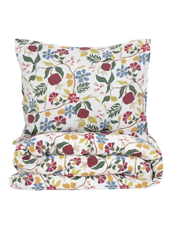 Grinstad Satin Multi Blommor Bäddset Enkeltäcke 150x210 cm Kosta Linnewäfveri
