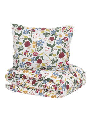 Grinstad Satin Multi Blommor Bäddset Enkeltäcke 150x210 cm Kosta Linnewäfveri