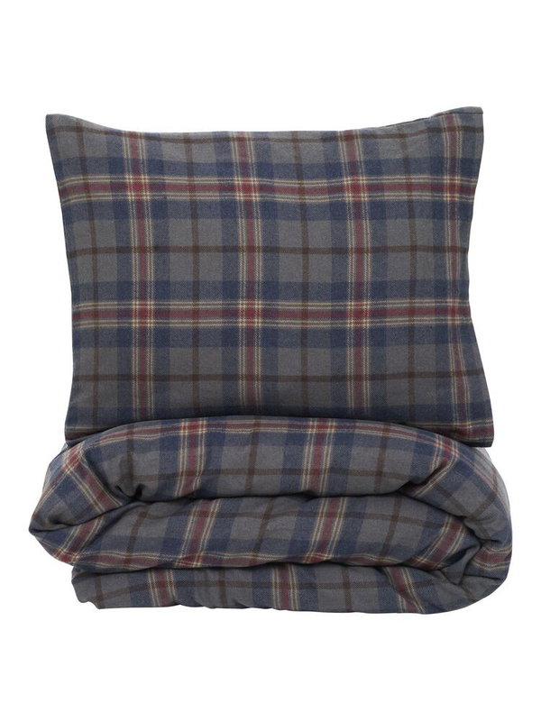 Lysvik flanellbäddset marinblått och grått 150x210 cm från Lord Nelson