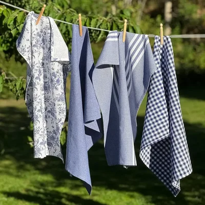 Kökshandduk Linnea Blå/Vit 50x70 4-pack Classic Textile