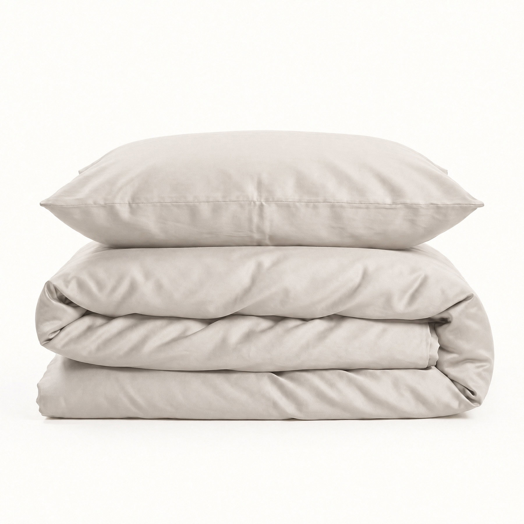 Satin Bäddset Beige Enkeltäcke 150x210 Björk