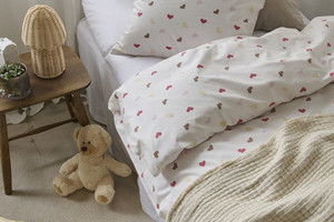 Hjärtrud Beige Bäddset Enkeltäcke 150x210 Borganäs of Sweden