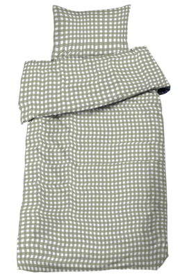 Estelle Satin Vit/grön bäddset 150x210