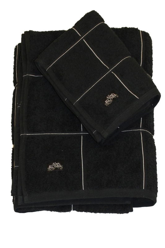 Badlakan Chess Svart Frotté 90x150 Nina Royal Badlakan Chess Svart Frotté 90x150 Nina Royal