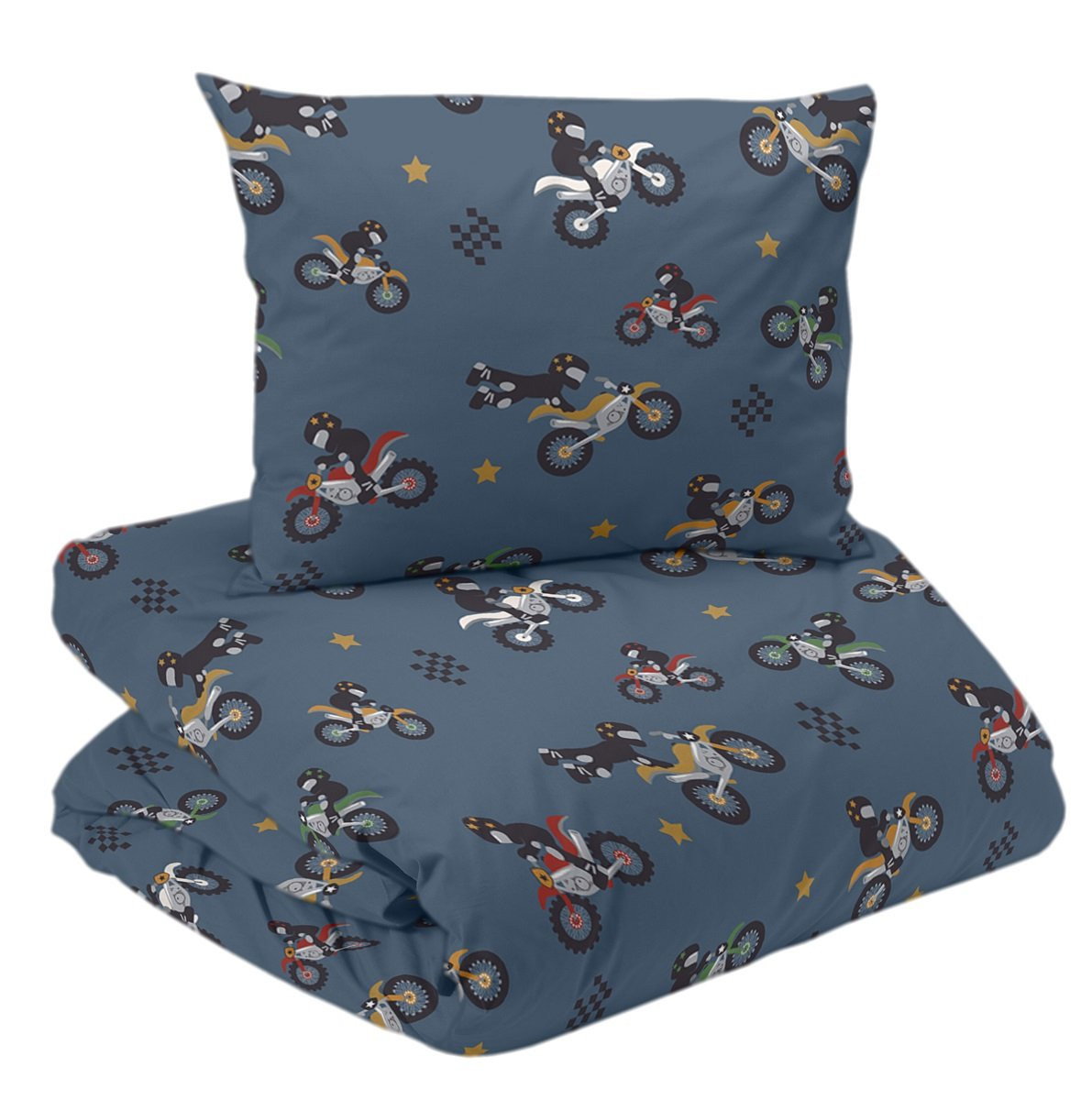 Bikes Blå/Denim Bäddset Enkeltäcke 150x210 Redlunds