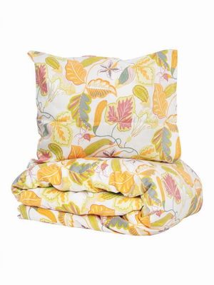 Brunnberg Satin Multi Blommor Bäddset Enkeltäcke 150x210 Kosta Linnewäfveri