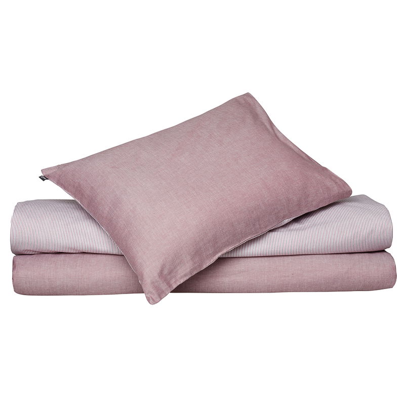 Runmarö Randigt Chambray Rosa/Vit Bäddset Enkeltäcke 150x210 Classic Textile Runmarö Randigt Chambray Rosa/Vit Bäddset Enkeltäcke 150x210 Classic Textile