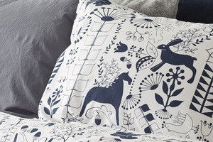 Äppelbo Marinblå Bäddset Enkeltäcke 150x210 Borganäs of Sweden