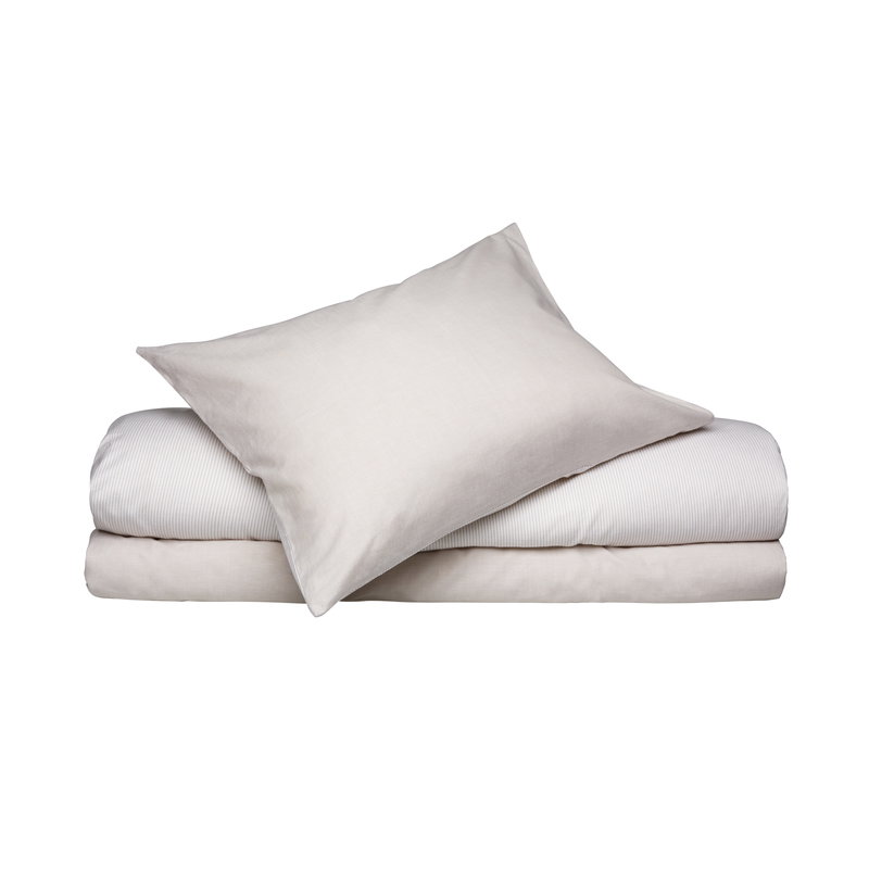Runmarö Baby Randigt Chambray Beige/Vit Bäddset Barn 70x80 Classic Textile