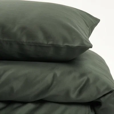 Grönt Satin Bäddset Enkeltäcke 150x210 Björk®