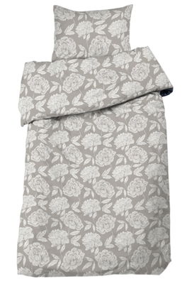 Peony Satin Beige Blommigt Bäddset Enkeltäcke 150x210 Redlunds