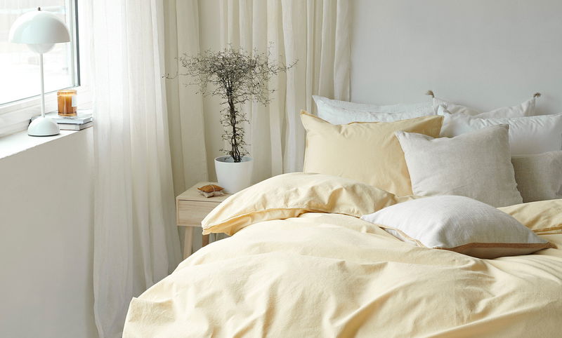 Enfärgat Gul Humble Bäddset Dubbeltäcke 220x210 Borganäs of Sweden