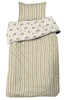 Stina Beige Blommor Bäckebölja Bäddset Enkeltäcke 150x210 Redlunds