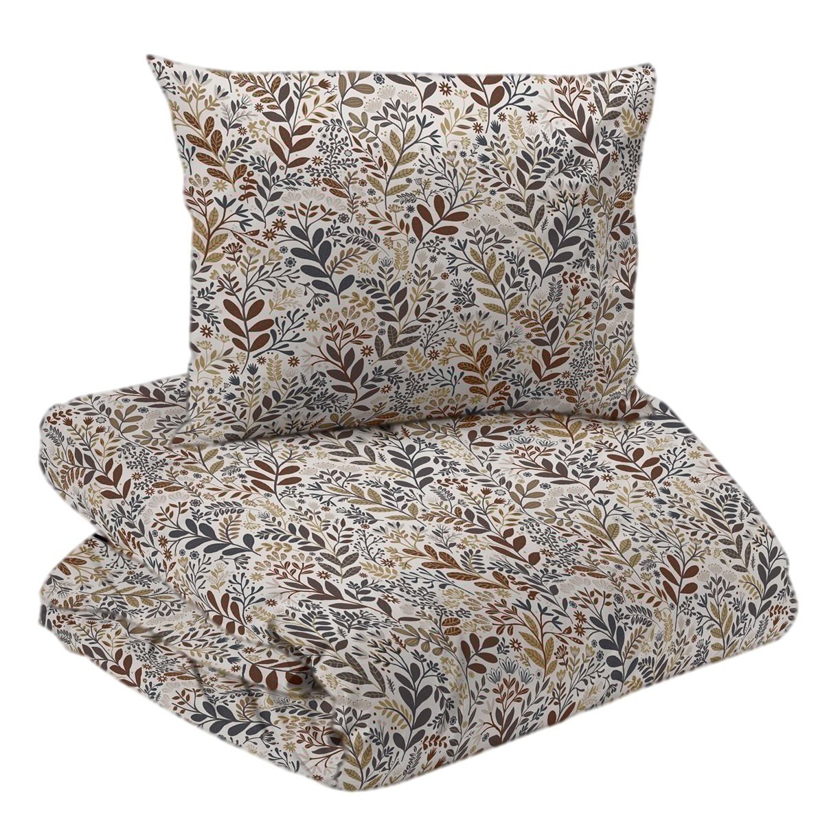 Hage Denim/Rost Blommigt Bäddset Enkeltäcke 150x210 Redlunds