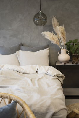 Enfärgat Beige Rolling Bäddset Dubbeltäcke 220x210 Borganäs of Sweden