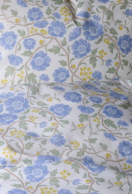 Bella Blå Blommigt Bäddset Enkeltäcke 150x210 Borganäs of Sweden