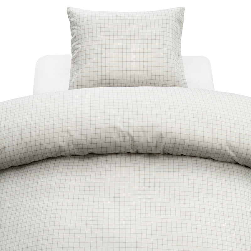 Birger Offwhite Flanell Rutigt Bäddset Enkeltäcke 150x210 Borganäs of Sweden