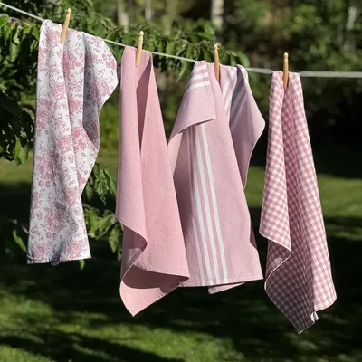 Kökshandduk Linnea Rosa/Vit 50x70 4-pack Classic Textile