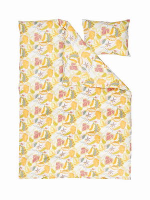 Brunnberg Satin Multi Blommor Bäddset Enkeltäcke 150x210 Kosta Linnewäfveri